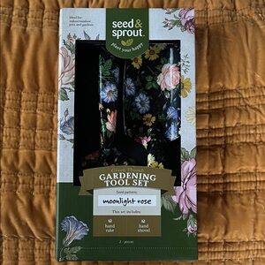 Floral Gardening Tool Set - Black with Multicolor Floral Design